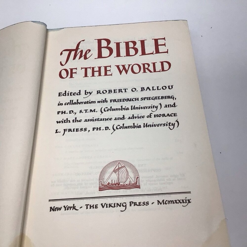 The Bible Of The World Robert O. Ballou Hardcover Viking Press Vintage 1959